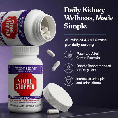 Stone Stopper Capsules, Kidney Stone Prevention, Calcium Oxalate Protector, Alkali Citrate Support Supplement, Developed by Urologists to Support Kidney Health, 60 Day Supply (240 Count)