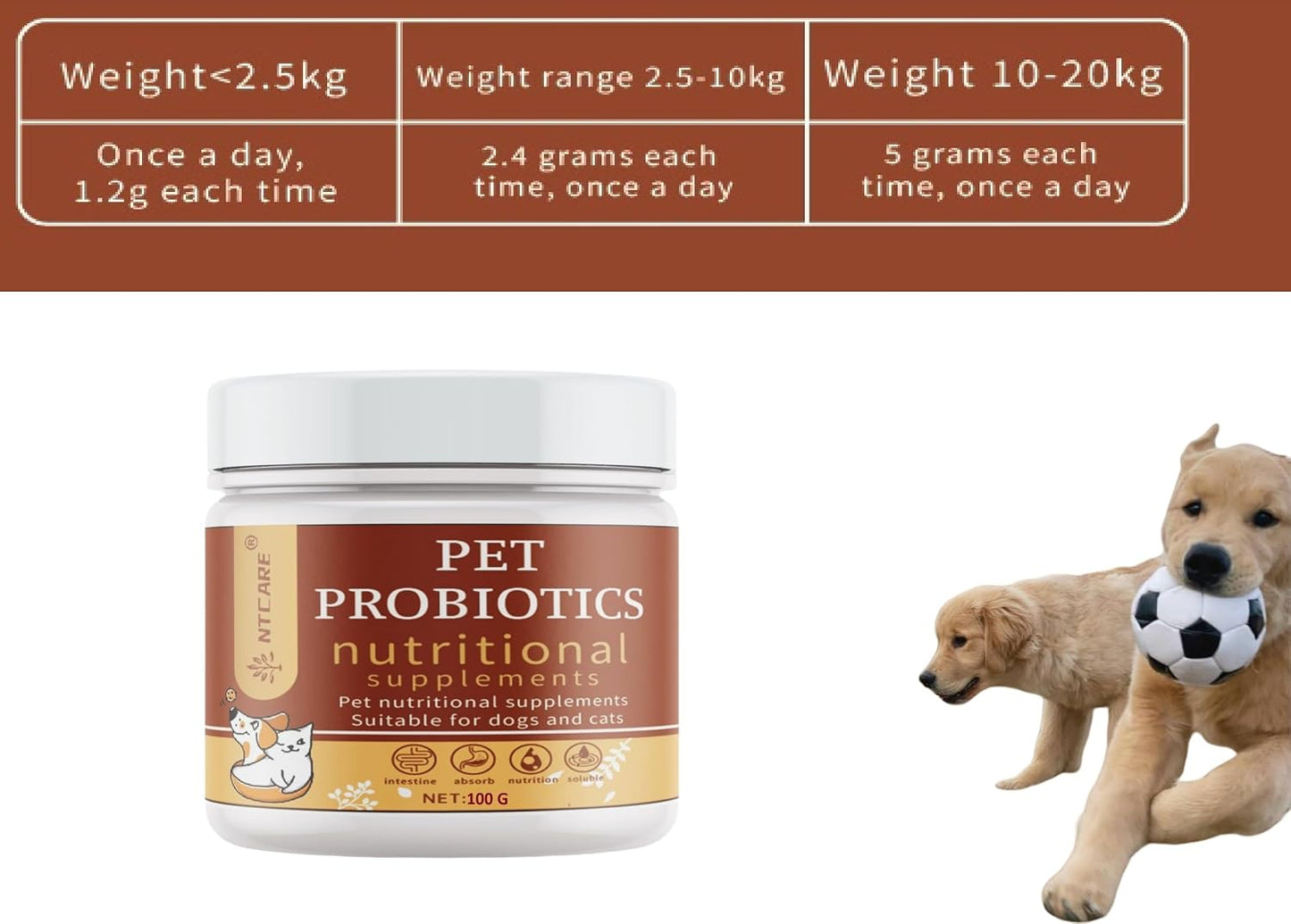 Probiotic Powder for Dogs & Cats – Digestive Wellness & Natural Defence Support with Prebiotics and Enzymes – Veterinarian Formulated – 100g - görsel 5