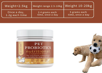 Probiotic Powder for Dogs & Cats – Digestive Wellness & Natural Defence Support with Prebiotics and Enzymes – Veterinarian Formulated – 100g