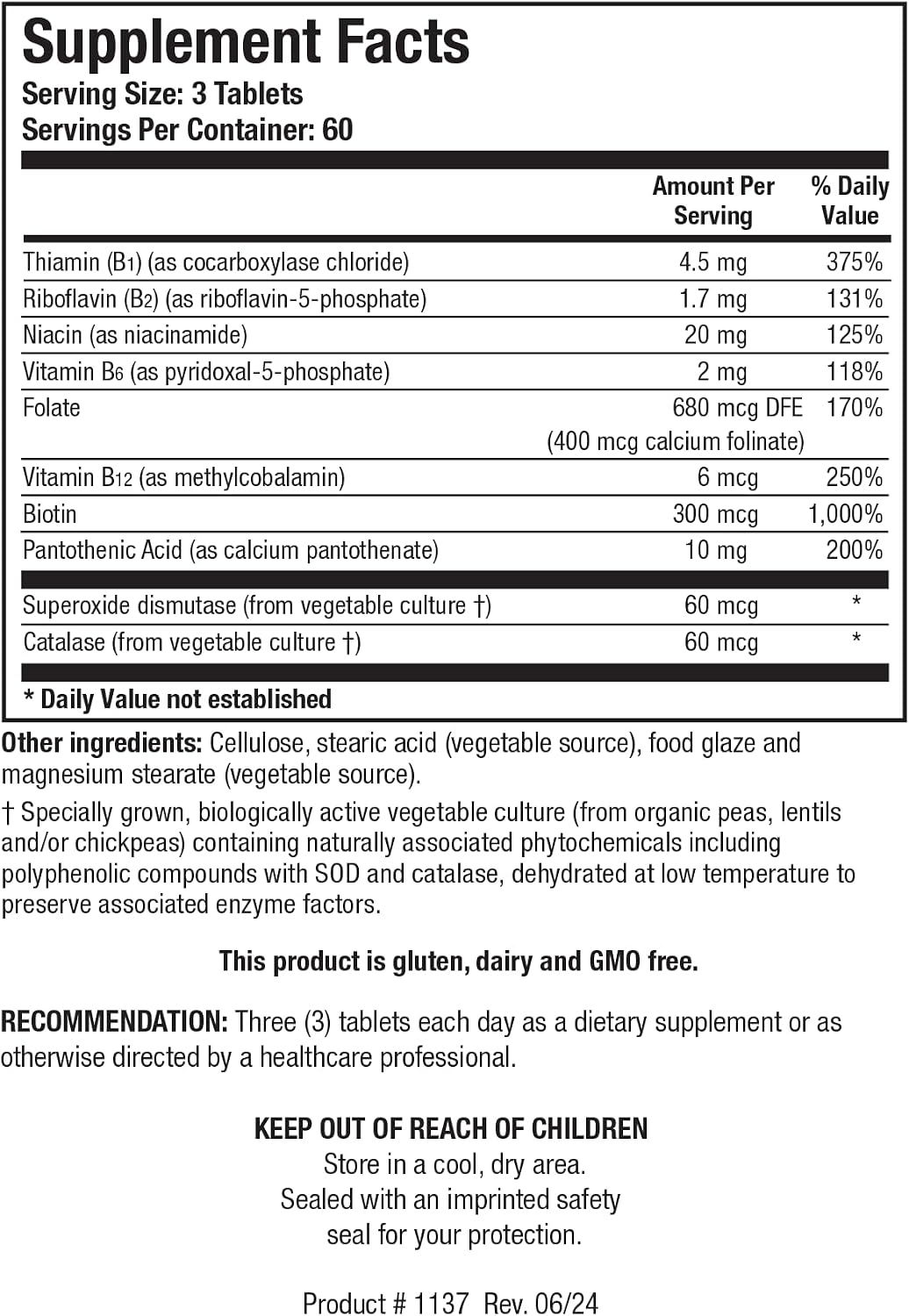 BIOTICS RESEARCH Bio-3B-G Vitamin B Complex - 180 Tablets - görsel 2