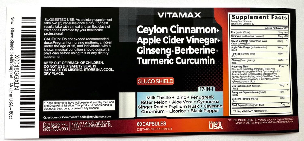 Vitamax Gluco Health Support - 16-in-1 Herbal Blend with Ceylon Cinnamon, ACV, Turmeric - 60 Capsules - görsel 9