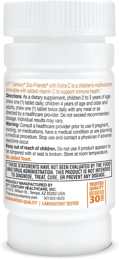 21st Century Zoo Friends with Extra Vitamin C Chewable Tablets, 60 Tablets
