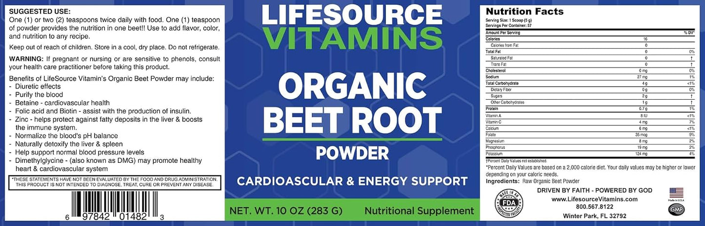 LifeSource Vitamins Beetroot Powder - Organic 283g (57 Servings) - görsel 6