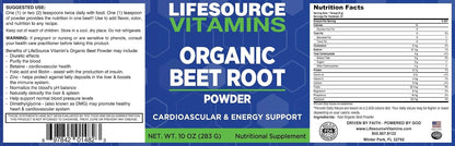 LifeSource Vitamins Beetroot Powder - Organic 283g (57 Servings)