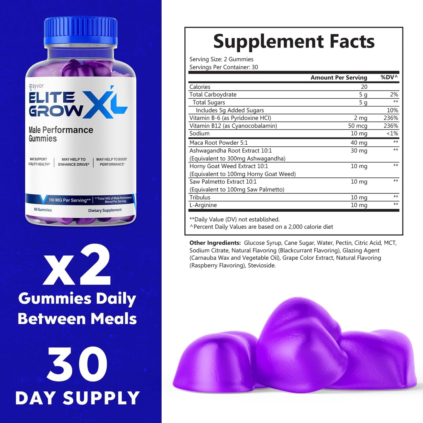Elite Grow XL Gummies - Maximum Strength All-Natural Multivitamin Supplement (60 Gummies) - görsel 4