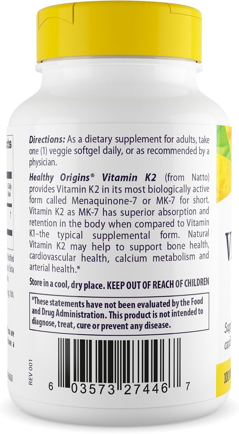 Healthy Origins Vitamin K2 100 mcg (MK-7) - 180 Vegetable Capsules - görsel 3