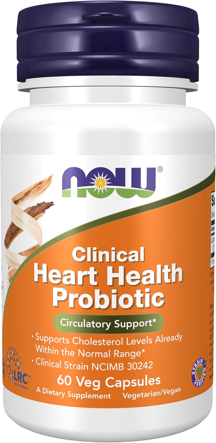 NOW Foods Clinical Heart Health Probiotic - Circulatory Support with Lactobacillus reuteri LRC - 60 Veg Capsules - görsel 1