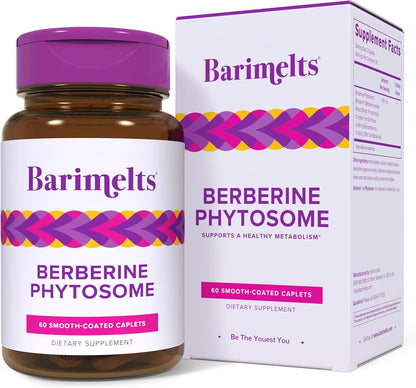 BariMelts Berberine Phytosome 550mg – Contributes to Normal Metabolism & Blood Sugar Levels – 60 Smooth-Coated Caplets
