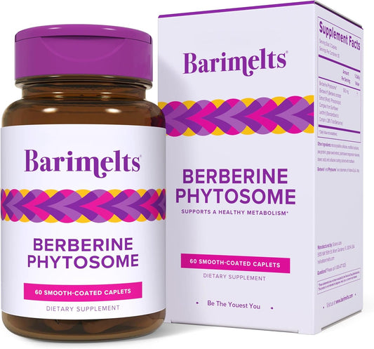 BariMelts Berberine Phytosome 550mg – Contributes to Normal Metabolism & Blood Sugar Levels – 60 Smooth-Coated Caplets