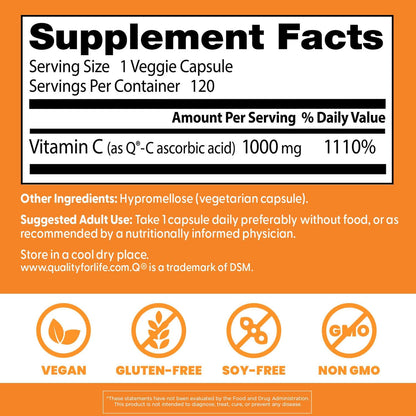 Doctor's Best Vitamin C 1000mg – 120 Vegan Capsules