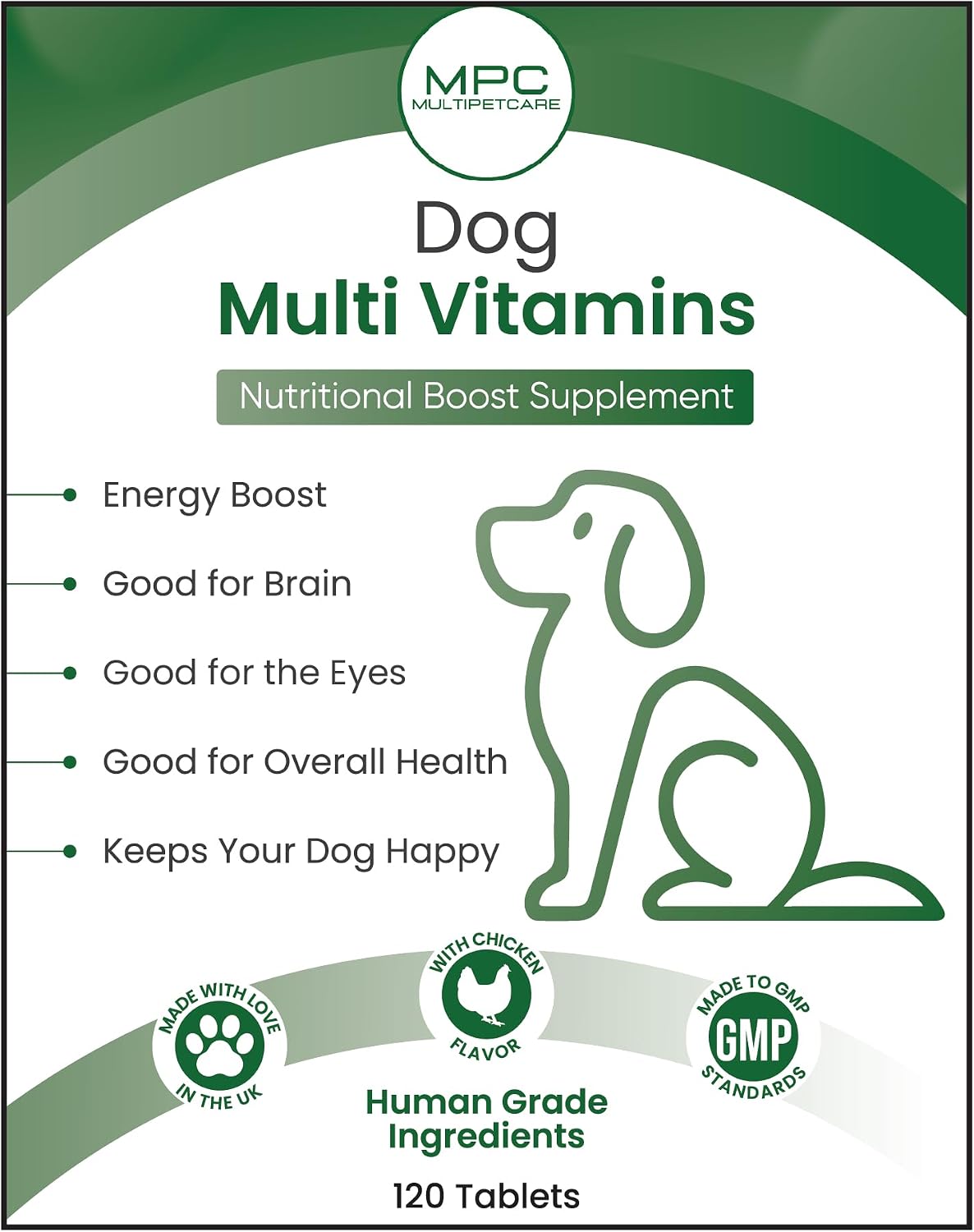 Dog Multivitamin 22-in-1 – Dog Vitamins and Supplements with Calcium, Zinc, Iron & Full B-Complex | Immune, Skin & Coat, Bone & Joint Support | Chicken Flavour Tablets | UK GMP | 120 Ct - görsel 4