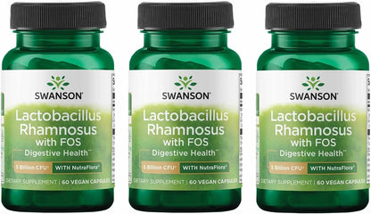 Swanson Lactobacillus Rhamnosus with FOS - 5 Billion CFU - Digestive Support with Fructooligosaccharides - Vegan - 60 Vegan Capsules