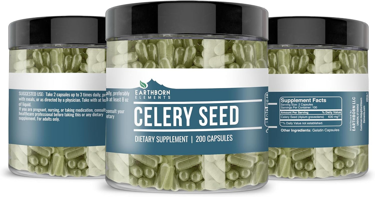 Earthborn Elements Celery Seed 200 Capsules, Pure & Undiluted, No Additives - görsel 4
