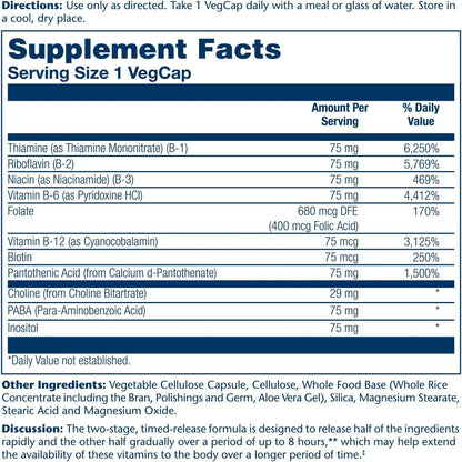 Solaray Vitamin B-Complex 75mg Timed-Release 100 Capsules