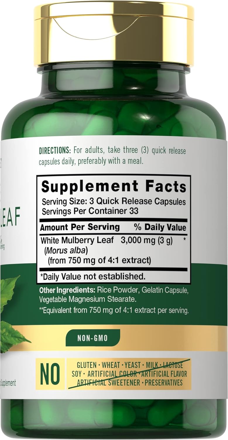Carlyle Mulberry Leaf Extract 100 Capsules – Non-GMO and Gluten-Free Herbal Supplement - görsel 2