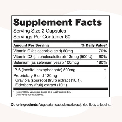 PURE Immune6 - Immune Support Supplement with IP6, Selenium, Vitamin C and D3 - 120 Vegetarian Capsules
