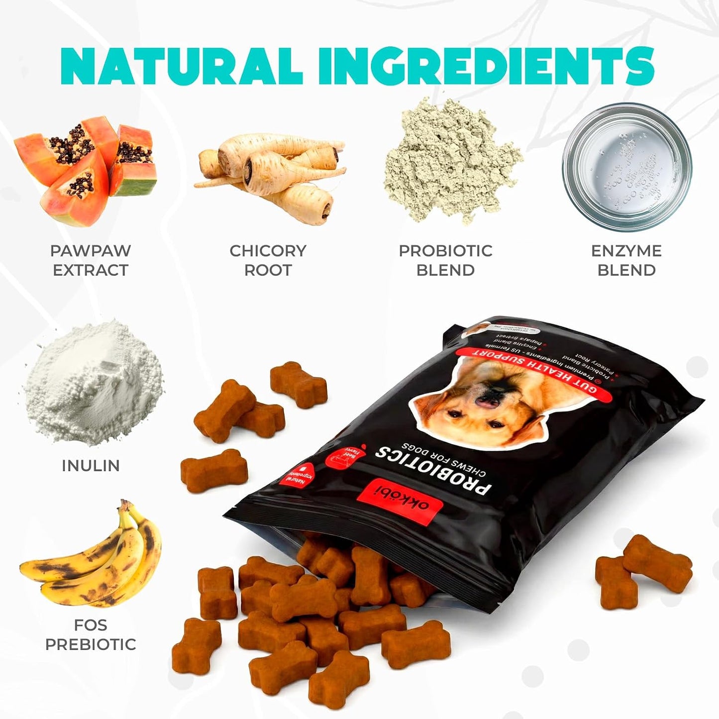 OKKÖBI Probiotics for Dogs Chews – Beef Flavour – 60 Chews - görsel 3
