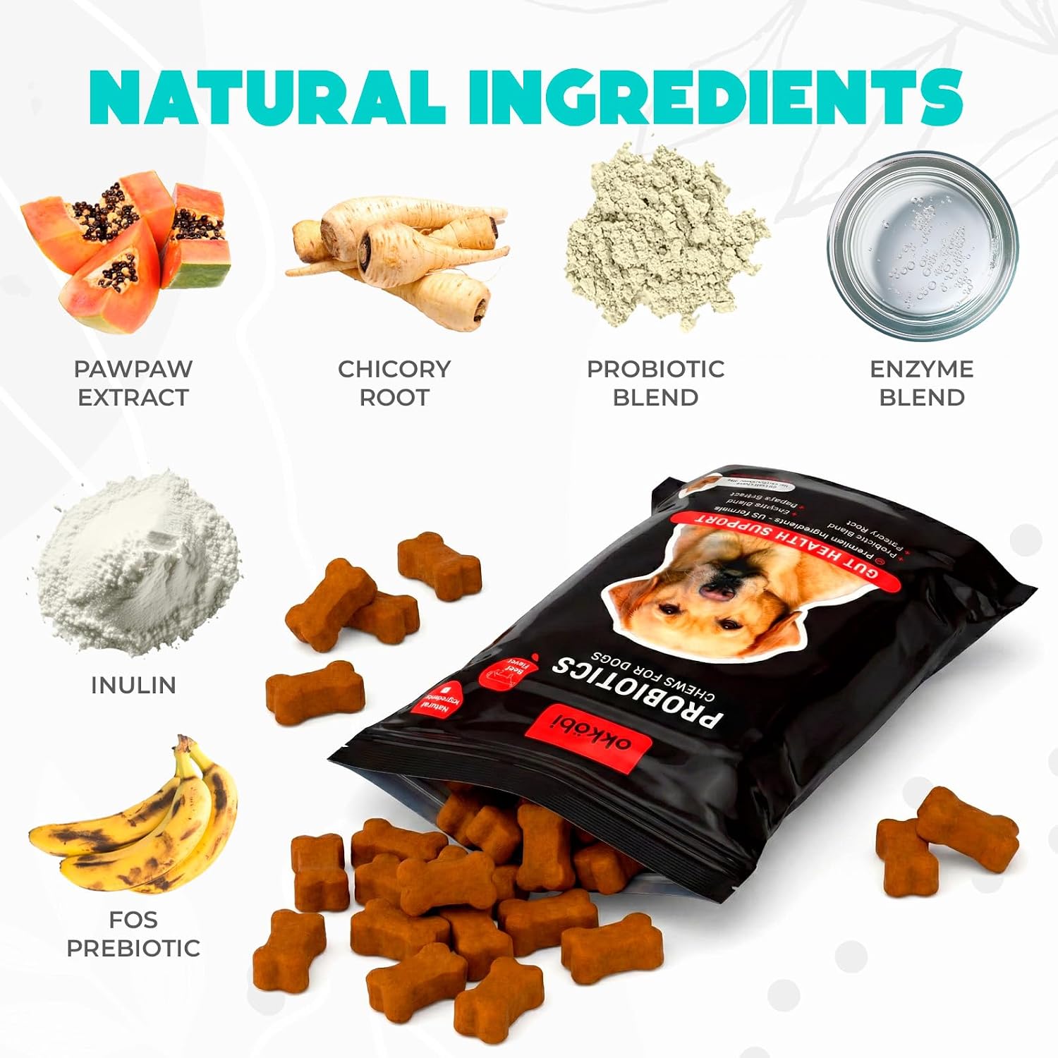 OKKÖBI Probiotics for Dogs Chews – Beef Flavour – 60 Chews - görsel 3