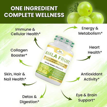 Organic Veda Amla Capsules - 1500mg, 300 Capsules - Natural Vitamin C Supplement