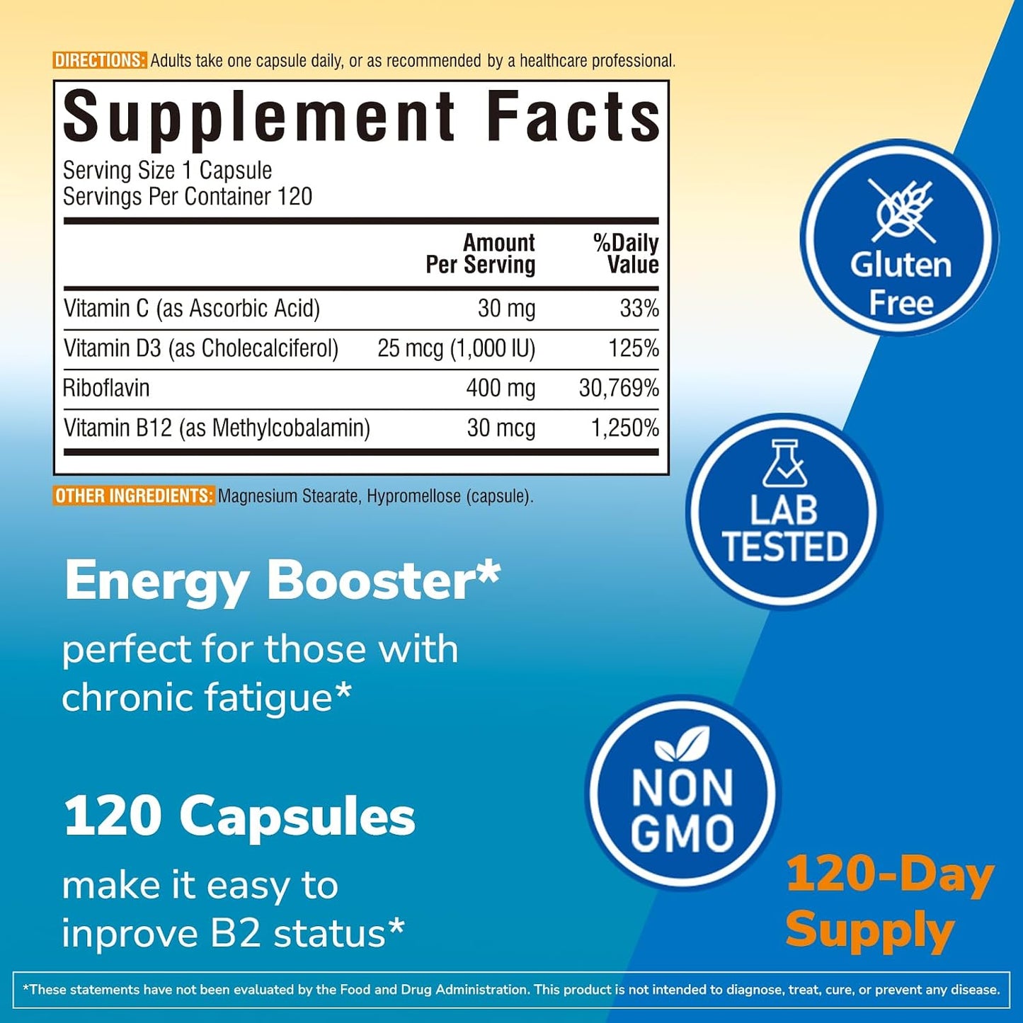 Vitamin B2 400 mg with B12, D3 & Vitamin C – Vitalibre - görsel 4