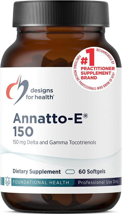 Designs for Health Annatto-E 150mg Tocotrienols - DeltaGold Vitamin E Complex Supplement with Delta + Gamma Tocotrienols - Cardiovascular Support, Healthy Ageing + Antioxidant Defence - Non-GMO (60 Softgels)