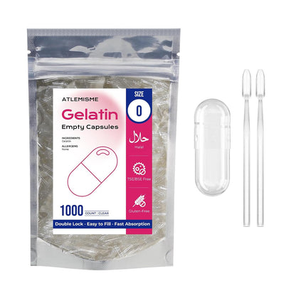 Empty Gelatin Capsules Size 0 – 1000 Count – Kosher Halal DIY Capsules