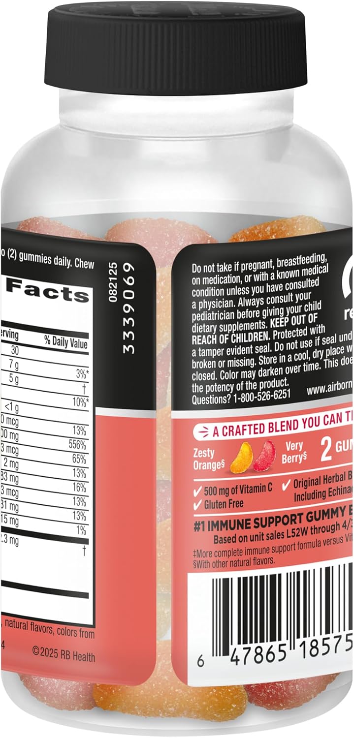 Airborne Kids Immune Support Gummies, Mixed Fruit Flavour, 21 Count - görsel 8