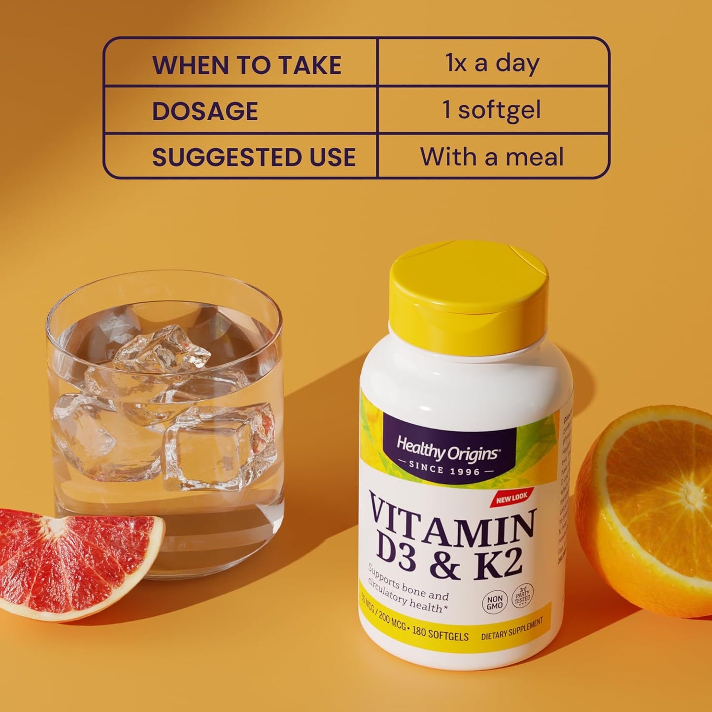 Healthy Origins Vitamin D3 & K2 - 2000 IU D3 & 200 mcg K2 - 60 Softgels - görsel 5
