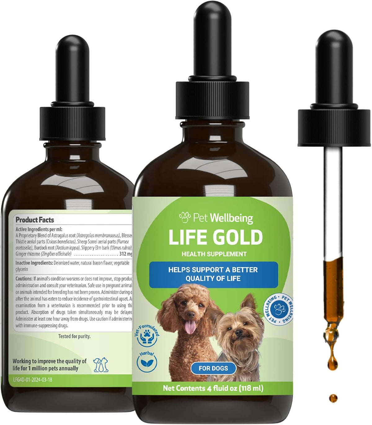 Pet Wellbeing Life Gold for Dogs - Vet-Formulated Herbal Immune Support Supplement (2 oz / 60 ml) - görsel 10