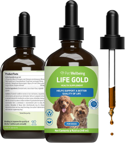 Pet Wellbeing Life Gold for Dogs - Vet-Formulated Herbal Immune Support Supplement (2 oz / 60 ml)