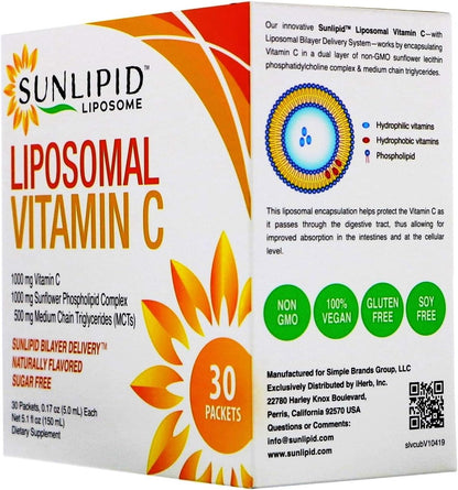 SunLipid Liposomal Vitamin C with MCT Oil – 30 Sachets, 5 ml Each