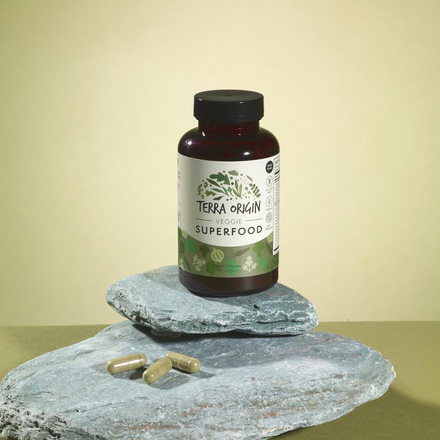TERRA ORIGIN Veggie Superfood Supplement - 90 Veggie Capsules - Natural Antioxidant for Adults - görsel 2