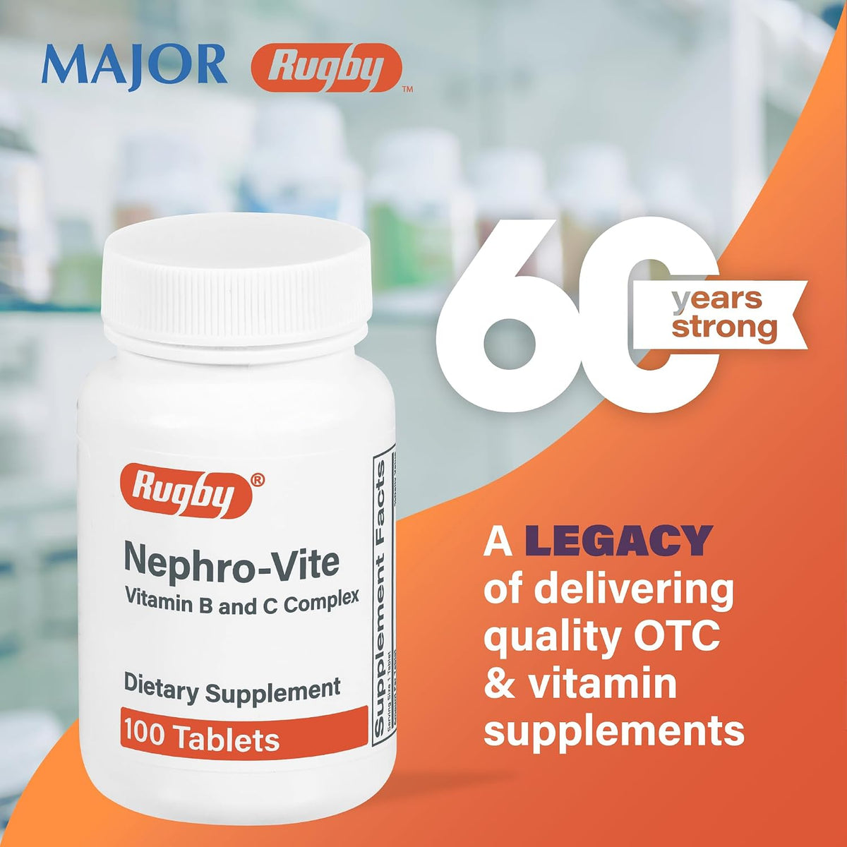 Rugby Nephro-Vite Vitamin B and C Complex Tablets - 100 Count - görsel 6