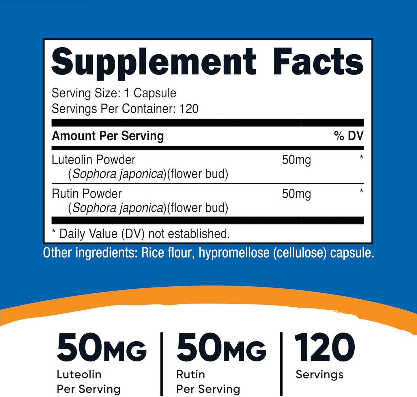 Nutricost Luteolin with Rutin Complex - 100mg (50mg Luteolin, 50mg Rutin) - 120 Vegetarian Capsules - görsel 2