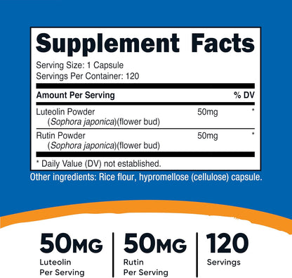 Nutricost Luteolin with Rutin Complex - 100mg (50mg Luteolin, 50mg Rutin) - 120 Vegetarian Capsules