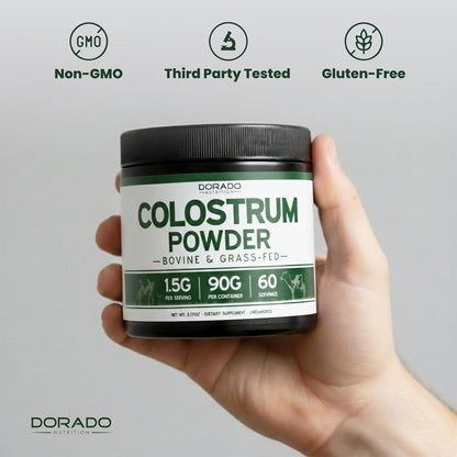 Colostrum Supplement Powder 90g (60 Servings of 1.5g Pure Bovine Colostrum Std. to Contain 20% IgG Immunoglobulins) Grass Fed Powder - No Fillers, Third-party Tested, Unflavoured & Non-GMO