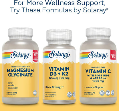 SOLARAY Mega Vitamin B-Stress, Timed-Release B Complex with 1000 mg Vitamin C, Vegan, 120 VegCaps