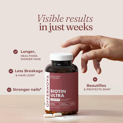 Offernova Biotin Ultra – High Potency Biotin 10,000 mcg for Hair, Skin and Nails – 120 Tablets