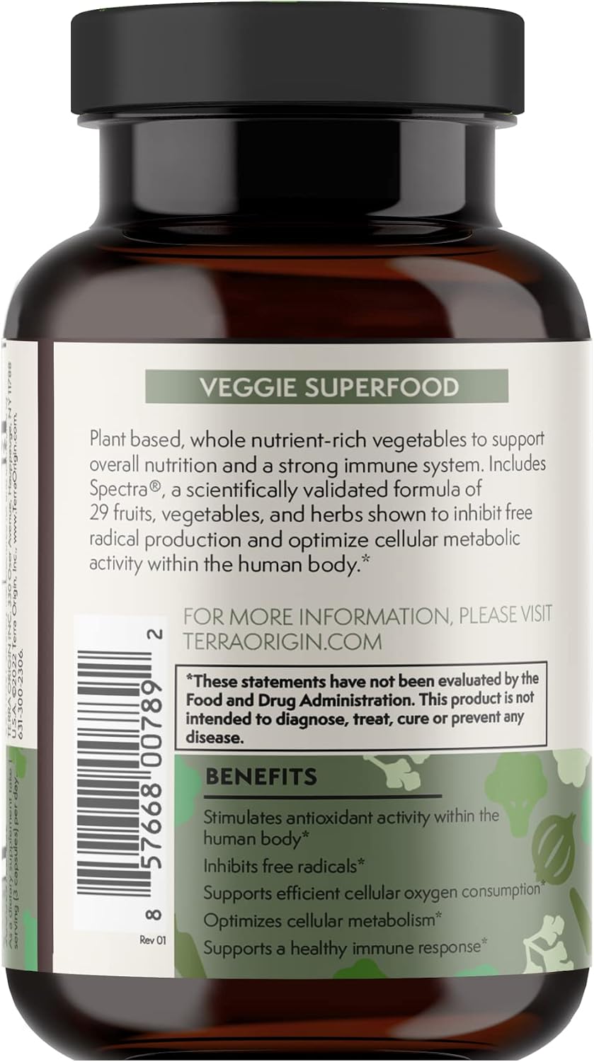 TERRA ORIGIN Veggie Superfood Supplement - 90 Veggie Capsules - Natural Antioxidant for Adults - görsel 7