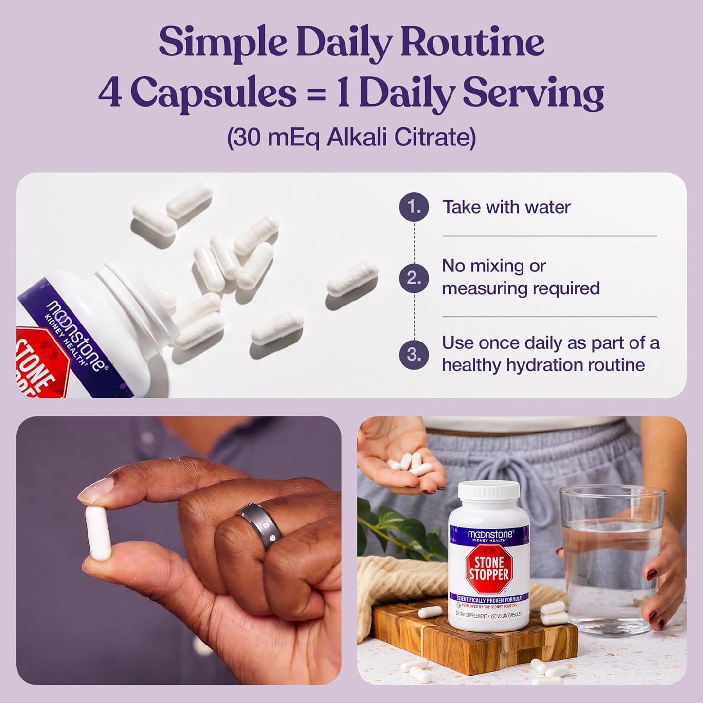 Stone Stopper Capsules, Kidney Stone Prevention, Calcium Oxalate Protector, Alkali Citrate Support Supplement, Developed by Urologists to Support Kidney Health, 60 Day Supply (240 Count) - görsel 5
