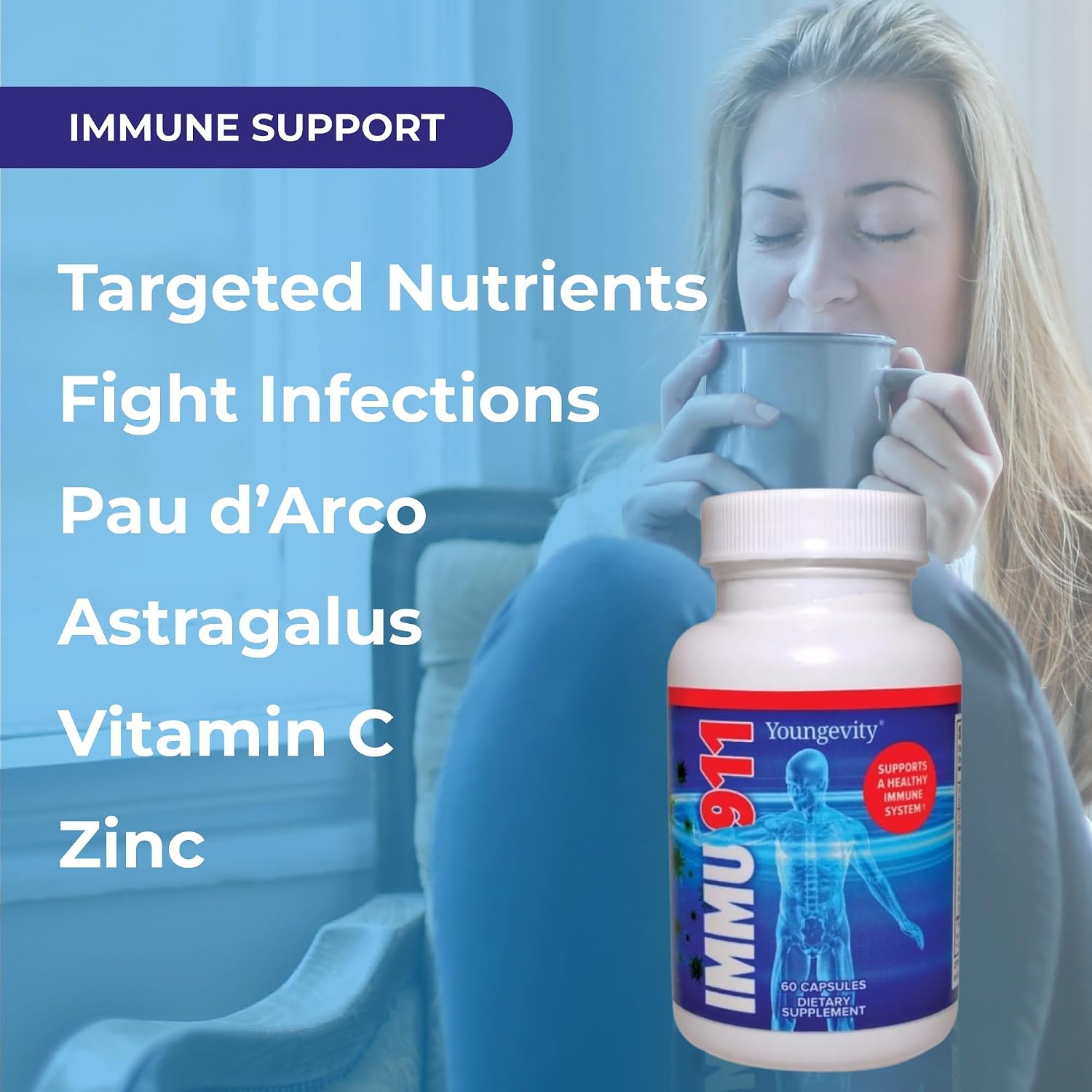 Youngevity Immu-911 Advanced Immune Support - 60 Capsules - görsel 4