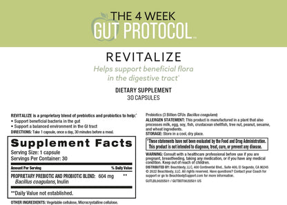 BODi Gut Health Supplements - 4 Week Gut Programme Revitalise & Optimise - Probiotic & Enzyme Blend for Digestive Health for Women & Men - 3 Billion CFUs Bacillus coagulans - Vegetable Capsules