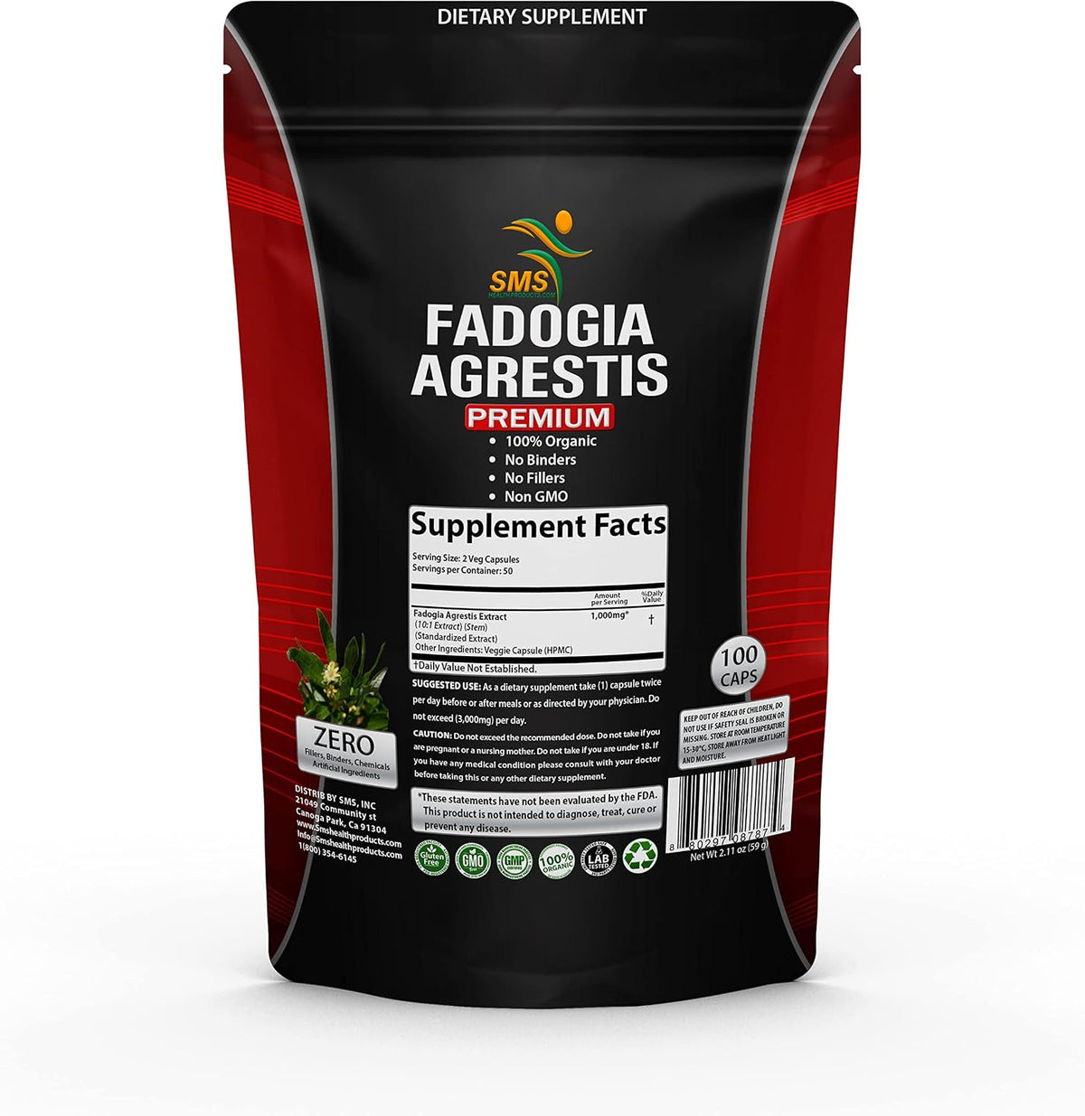 Fadogia Agrestis Extract Capsules – High Strength 1,000mg Serving – Organic, Non-GMO, Third Party Tested – 100 Vegetable Capsules - görsel 1