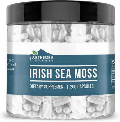 Earthborn Elements Irish Sea Moss 200 Capsules, Pure and Undiluted, No Additives