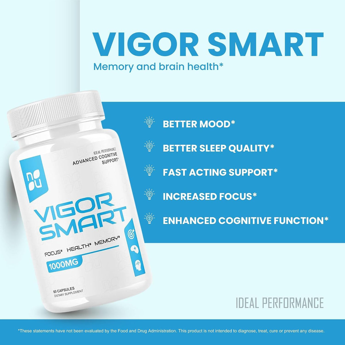 Vigour Smart Brain Booster Capsules – Advanced Cognitive Focus Support (5 Pack, 300 Capsules) - görsel 3