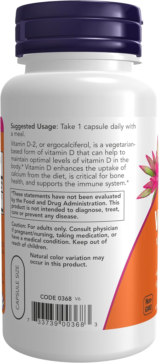 NOW Foods Vitamin D 1000 IU Vegetarian Capsules - 120 Capsules - görsel 3