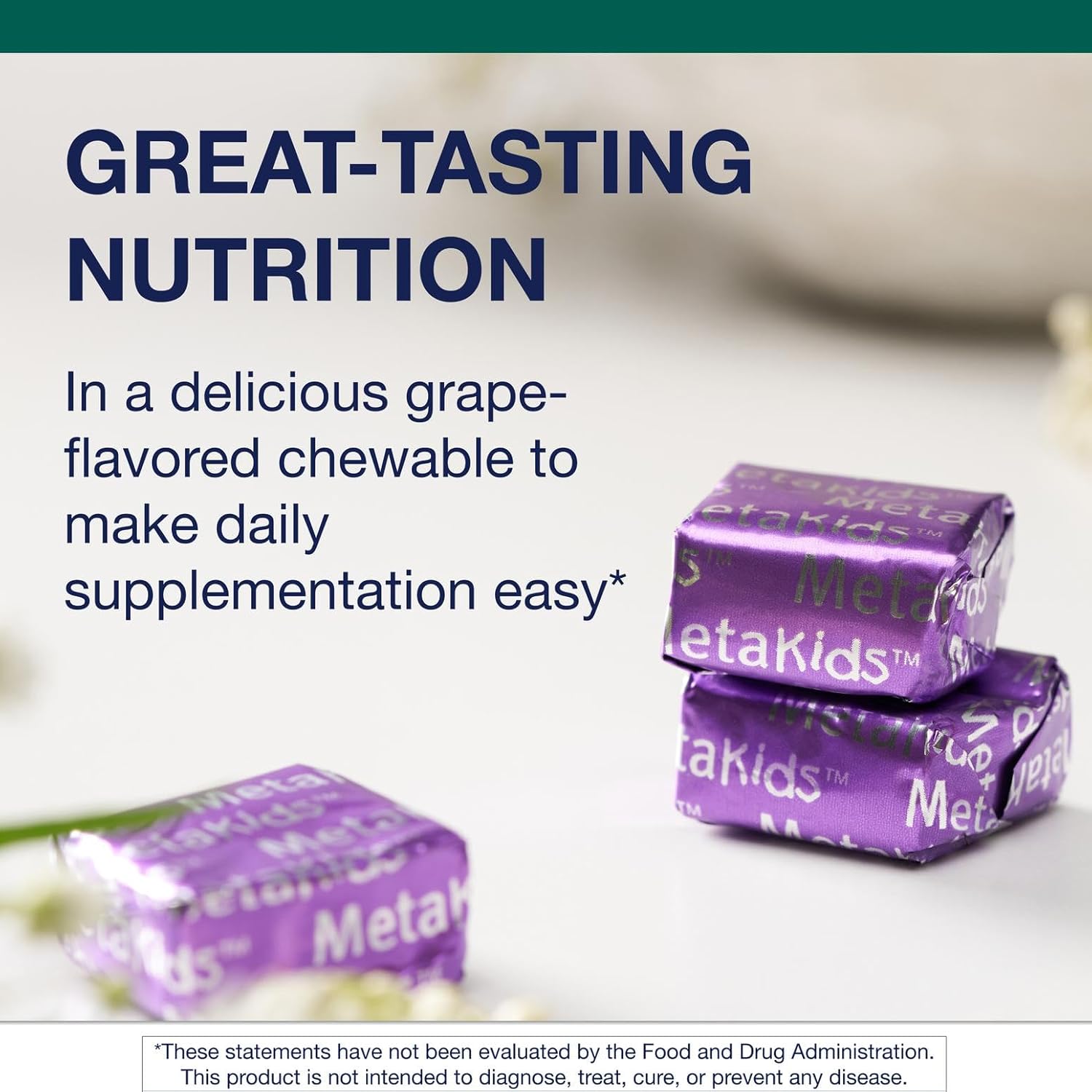 Metagenics MetaKids Multivitamin Soft Chews - Complete Daily Vitamin for Kids - with Vitamins A, C, D, E & B Complex for Immune, Bone & Growth Support - 60 Chewable Servings, Grape Flavour - görsel 3