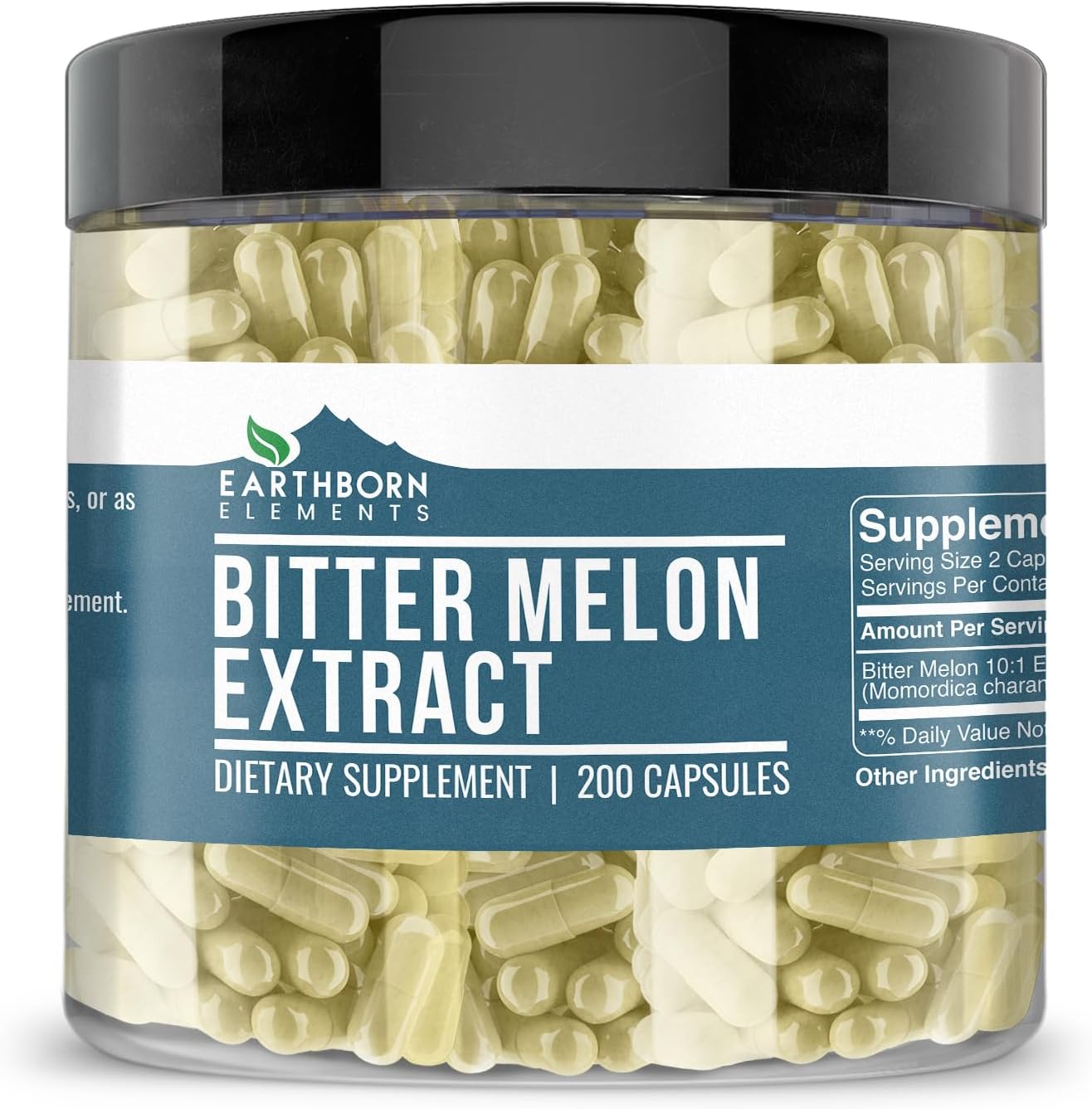 Earthborn Elements Bitter Melon 200 Capsules, Pure & Undiluted, No Additives - görsel 1