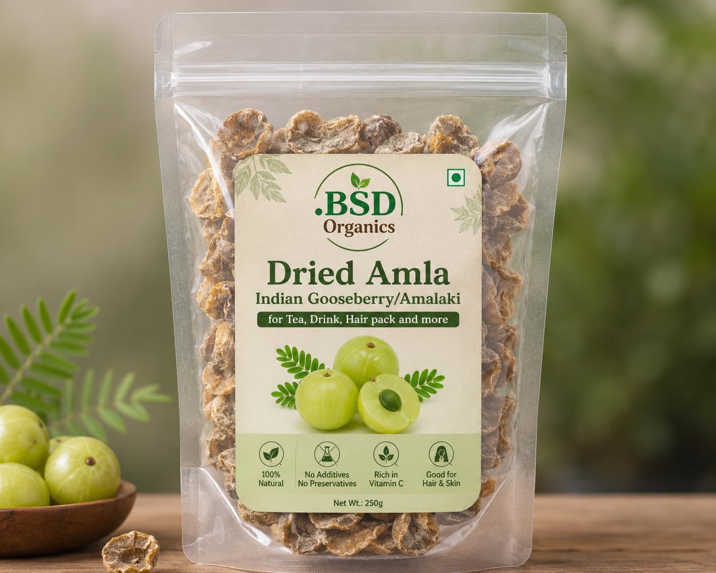 BSD Organics Dried Amla (Indian Gooseberry) - 100g - görsel 1