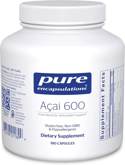 Pure Encapsulations Acai 600 - Antioxidant Berry Supplement with Fibre, 180 Capsules